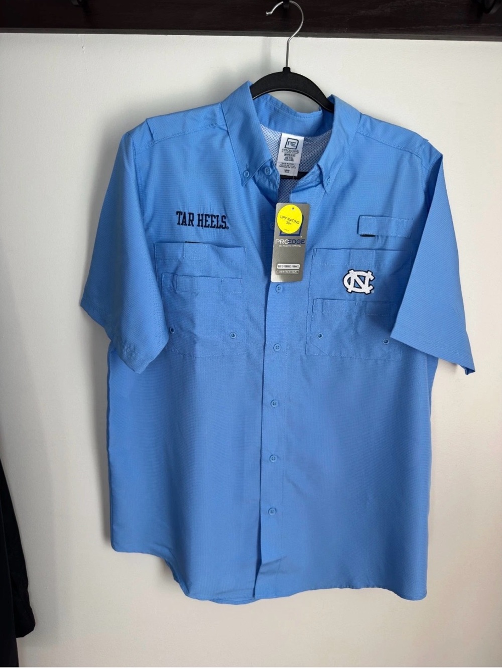 Pro Edge Carolina Blue Short Sleeve Button-Down Fishing Shirt